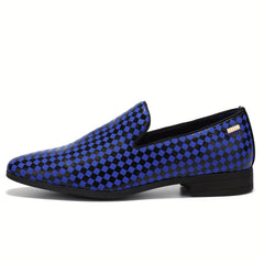 Men's Plaid Slip On Loafers Smart Casual Shoes
