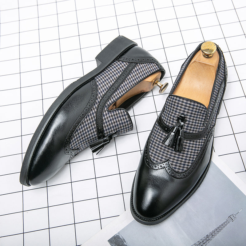 Men's Wingtip Brogue Oxford Shoes Pointed Toe Tassel Loafers