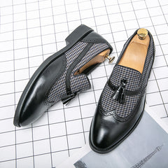Men's Wingtip Brogue Oxford Shoes Pointed Toe Tassel Loafers