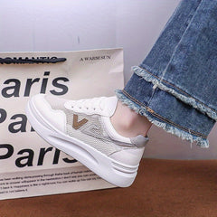 Women's Mesh Low Top Sneakers Comfortable Casual Flat Shoes
