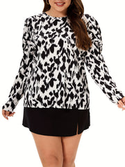 Leopard Print Knot Back Puff Sleeve Blouse
