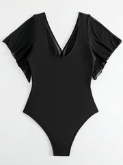 Swimsuit Women's Butterfly V-Neck One Piece Bathing Suit
