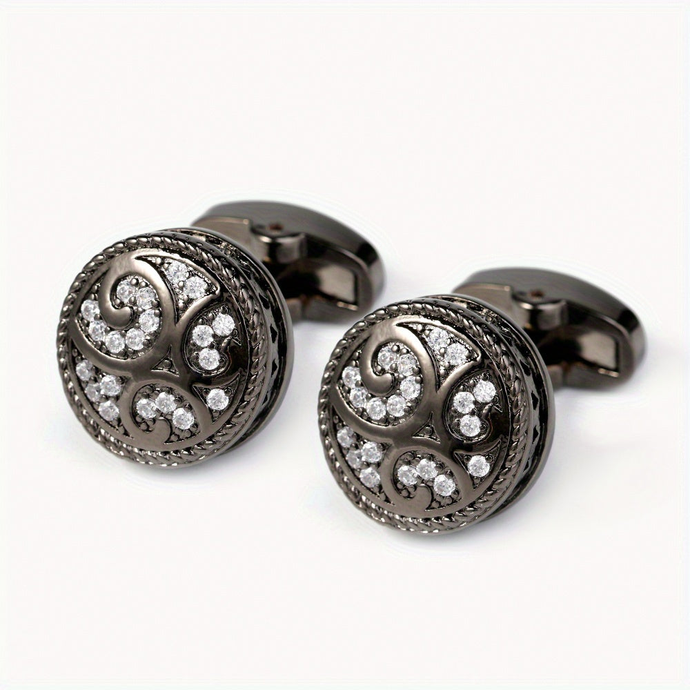Zircon Inlaid Men's Shirt Cufflinks - Father's Gift