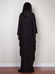 Solid Batwing Sleeve V Neck Beach Kaftan Cover Up