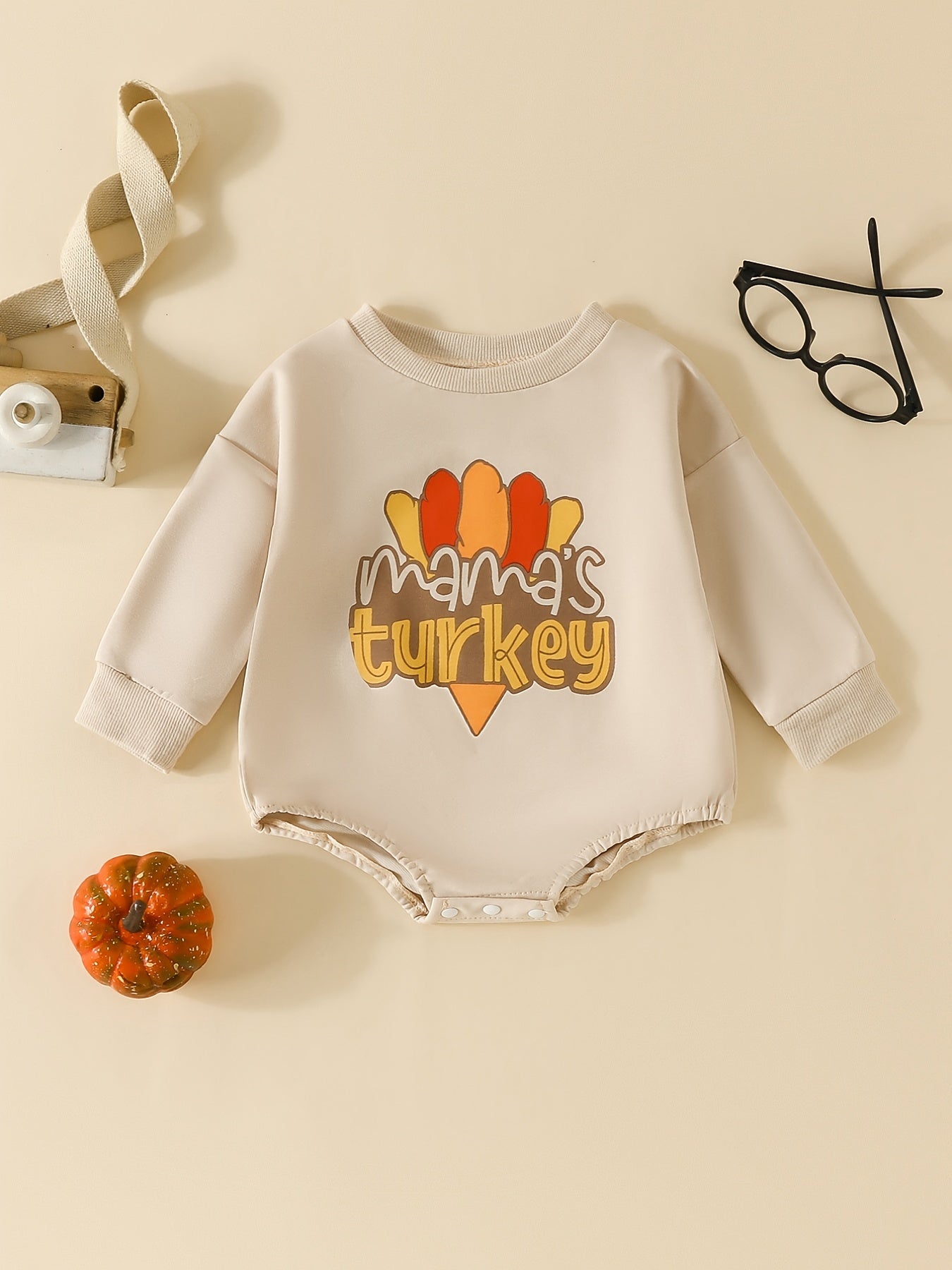 Baby Pumpkin Print Romper Jumpsuit for 0-2 Years Old