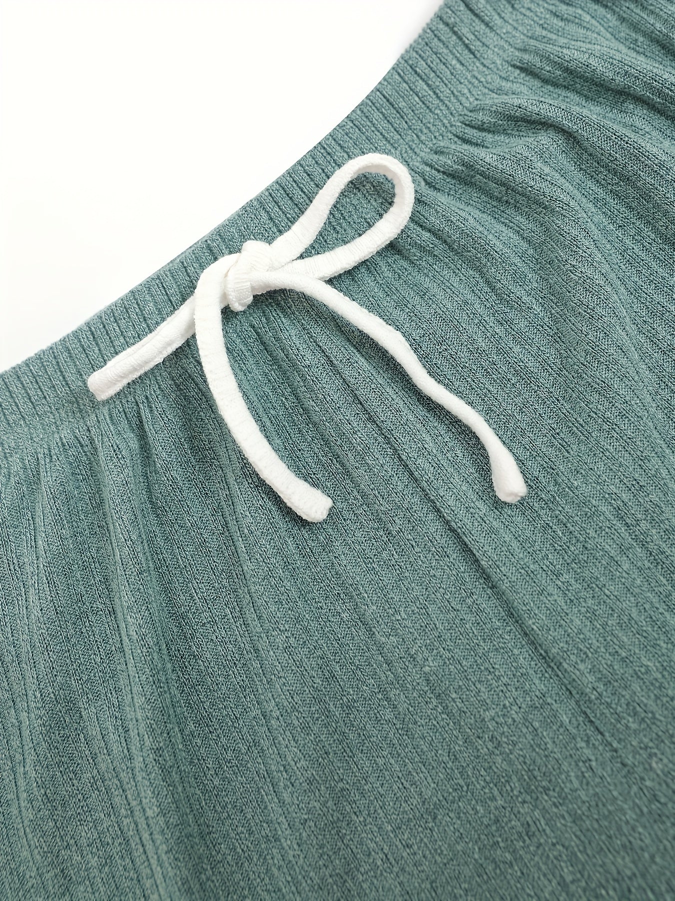 Ribbed Lounge Set Tank Top & Lace Up Shorts Women's Loungewear