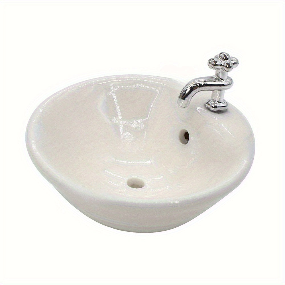 1:12 Scale Dollhouse Bathroom Sink with Golden Accents