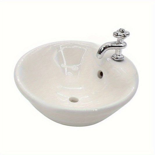 1:12 Scale Dollhouse Bathroom Sink with Golden Accents
