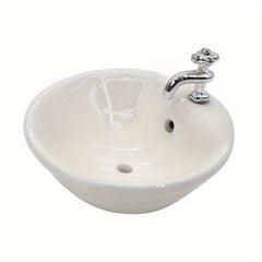 1:12 Scale Dollhouse Bathroom Sink with Golden Accents