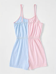 Toddler Girls Retro Block Jumpsuit Kids Cami Romper
