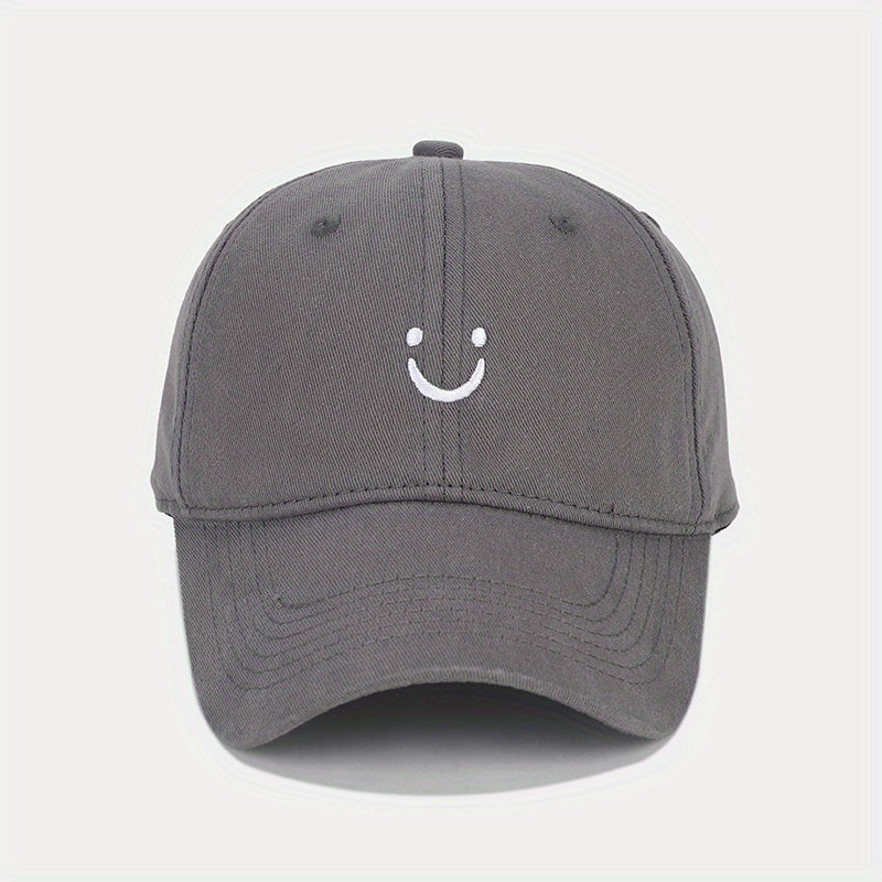Unisex Sunshade Breathable Adjustable Baseball Cap with Smile Embroidery