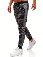 Men's Tie Dye Print Joggers Stretch Drawstring Pants