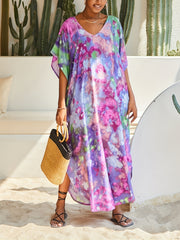 Tie Dye Bat Sleeve Cover Up Dress