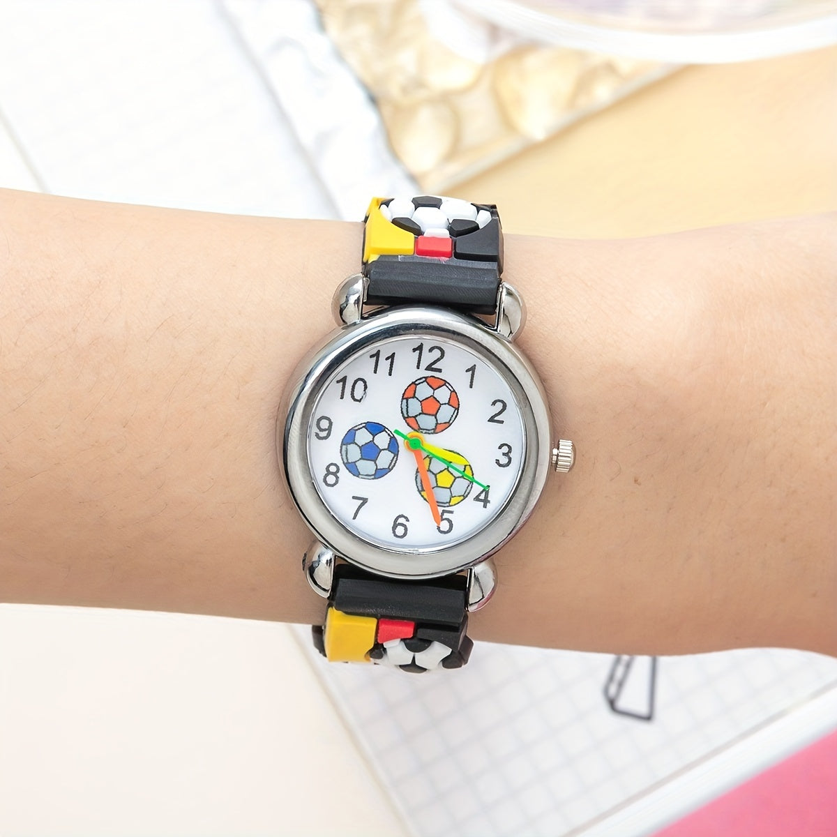 Boys Cartoon Soccer Silicone Sports Watch