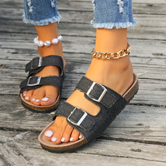 Women's Cork Footbed Sandals Comfortable Slip-on Slippers