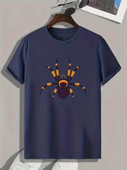Spider Pattern Print Men's Comfy Sports T-shirt