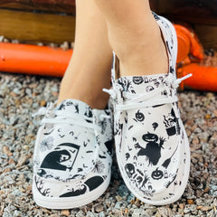 Halloween Ghost Face Pattern Low Top Sneakers Lightweight Walking Shoes