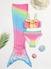 Toddler Girls Fish Scale Bikini Swimsuit Set Mermaid Tail Costume