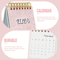Mini Rose Desk Calendar Pink Rose Pattern