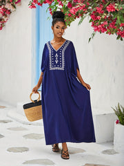 Boho Abaya Dress Women's Plus Floral Embroidered Maxi Kaftan Dress