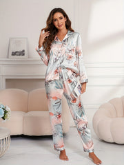 Floral Print Pajama Set Long Sleeve Top & Pants
