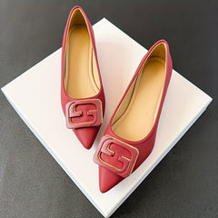 Metallic Slip On Point Toe Low Heel Shoes