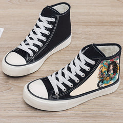 Anime Girl Print Plush Lined Thermal Chunky Canvas Sneakers