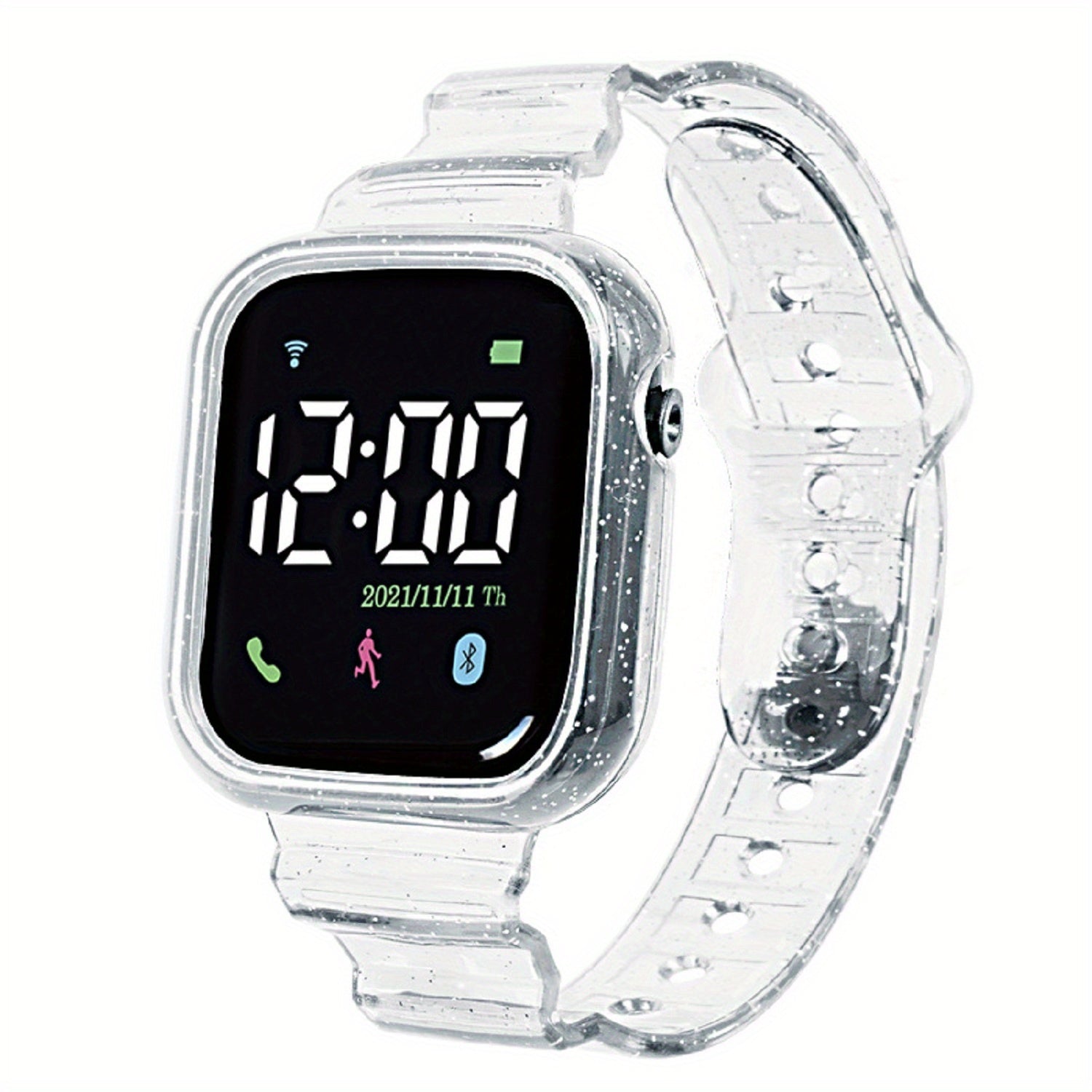 Student Electronic Watch with Transparent Strap