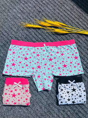 3pcs Star Print Boyshort Panties Soft & Comfortable Women's Lingerie
