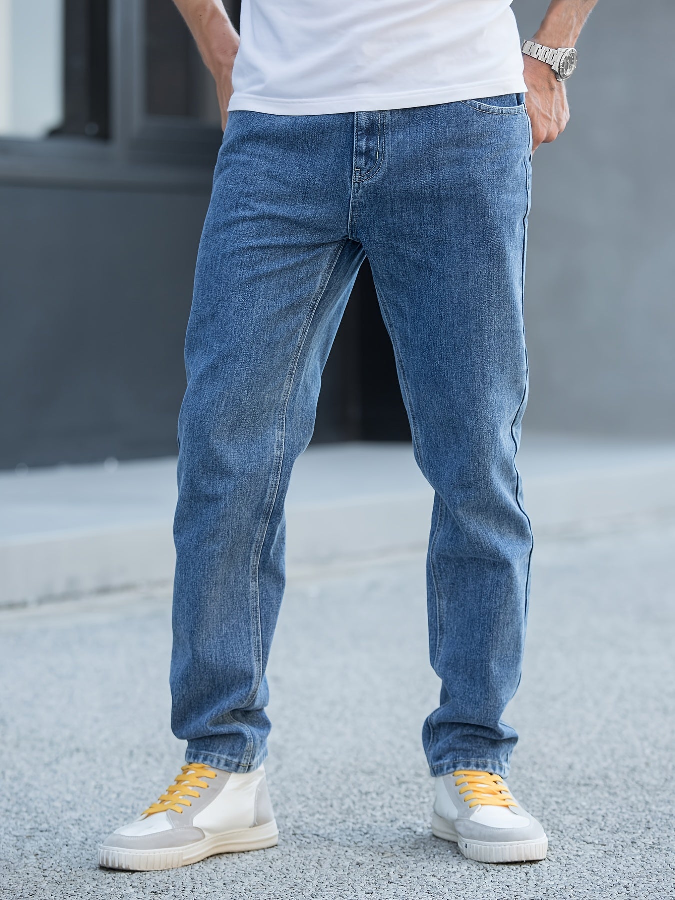 Men's Vintage Solid Straight Leg Denim Jeans