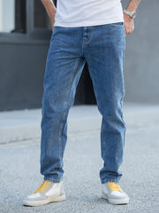 Men's Vintage Solid Straight Leg Denim Jeans