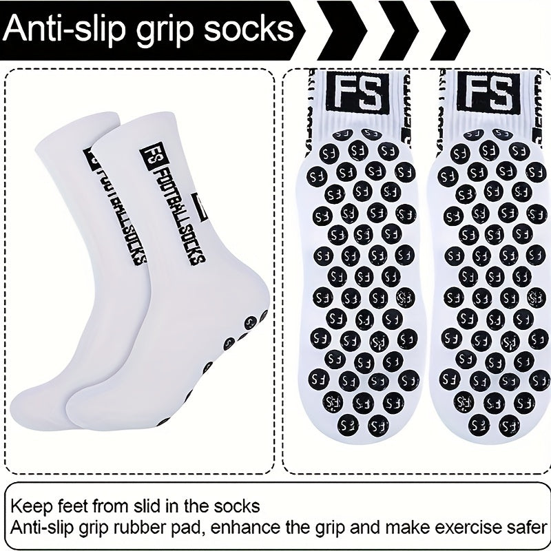 5 Pairs Non-Slip Football Socks with Silicone Dots for Sports