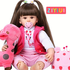 Rebirth Doll 55 Long Hair Girl Doll Toy Soft Newborn Baby Toy Birthday Gift