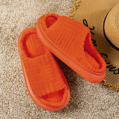 Women's Solid Platform Slippers Casual Slip On Towel Shoes