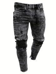 Men's Slim Fit Ripped Jeans Distressed Denim Pants