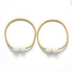 Faux Pearl Curtain Magnetic Buckle Tieback for Home