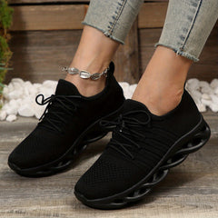 Women's Breathable Knit Sneakers Casual Lace Up Outdoor Shoes