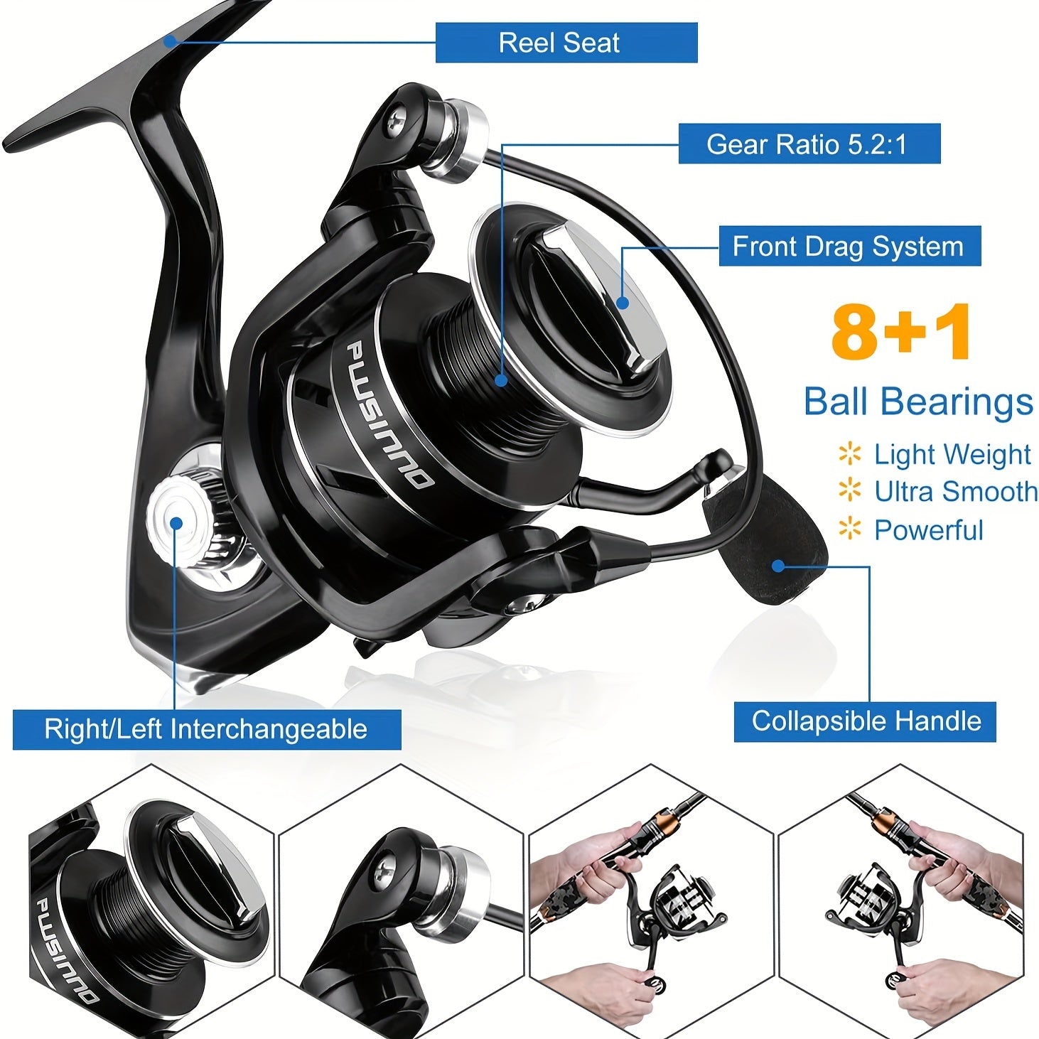 1pc 3000 Spinning Reel 8 1 BB 9 07KG Max Drag Fishing Tackle