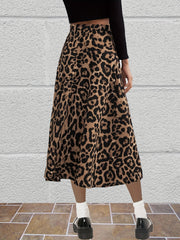Leopard Print High Waist Split Skirt Sexy Skirt For Spring & Summer