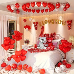 I Love You Balloon Banner Red Heart Printed Balloon Engagement Party Decoration