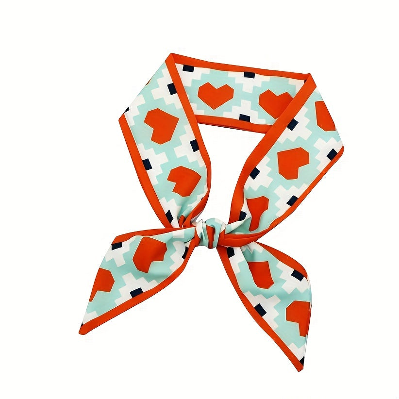 2pcs Orange Skinny Scarf Long Ribbon Neckerchief Decorative W