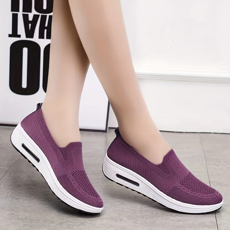 Women's Mesh Platform Sneakers Breathable Slip On Shoes