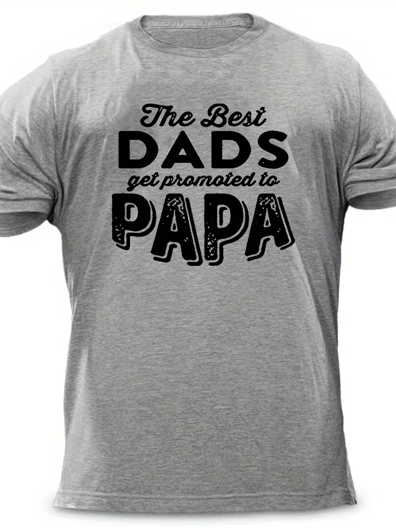 Papa Men's Letter Print T-shirt Casual Comfy Crew Neck Tee