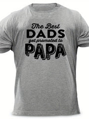 Papa Men's Letter Print T-shirt Casual Comfy Crew Neck Tee
