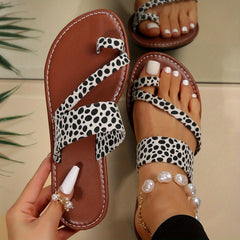 Leopard Print Flat Slides Non Slip Sandals