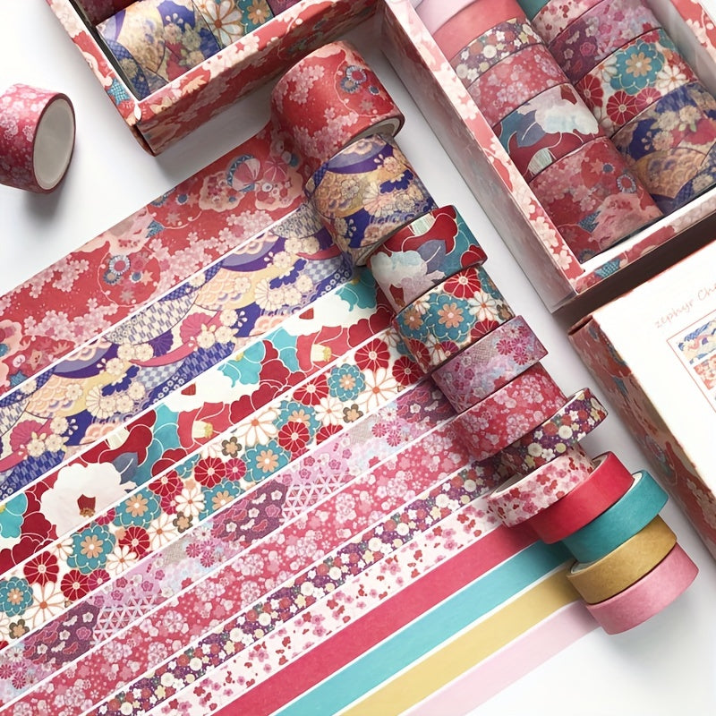 12 Rolls Combination Retro Paper Tape Hand Tent Tape Student DIY Decorative Set