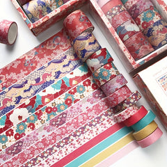 12 Rolls Combination Retro Paper Tape Hand Tent Tape Student DIY Decorative Set