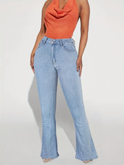 Sunflower Embroidered Flare Jeans High Stretch Bell Bottom Jeans