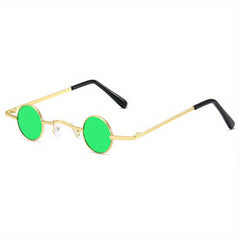 Y2K Round Tinted Sunglasses Steampunk Metal Glasses UV400