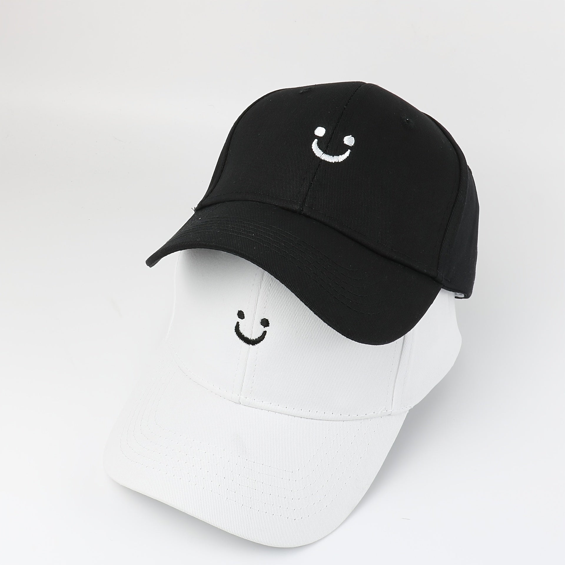 Happy Face Embroidery Baseball Cap Summer Sun Hat for Couple